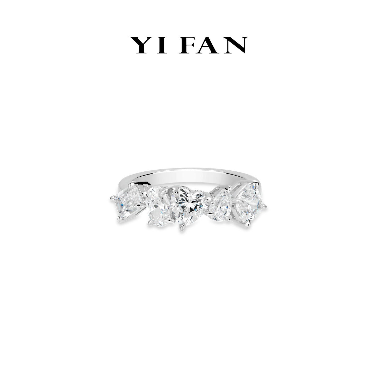 Pre-order Ethereal Sparkle Collection: Modern "Mixed-cuts Symphony” exquisite half-eternity Ring
