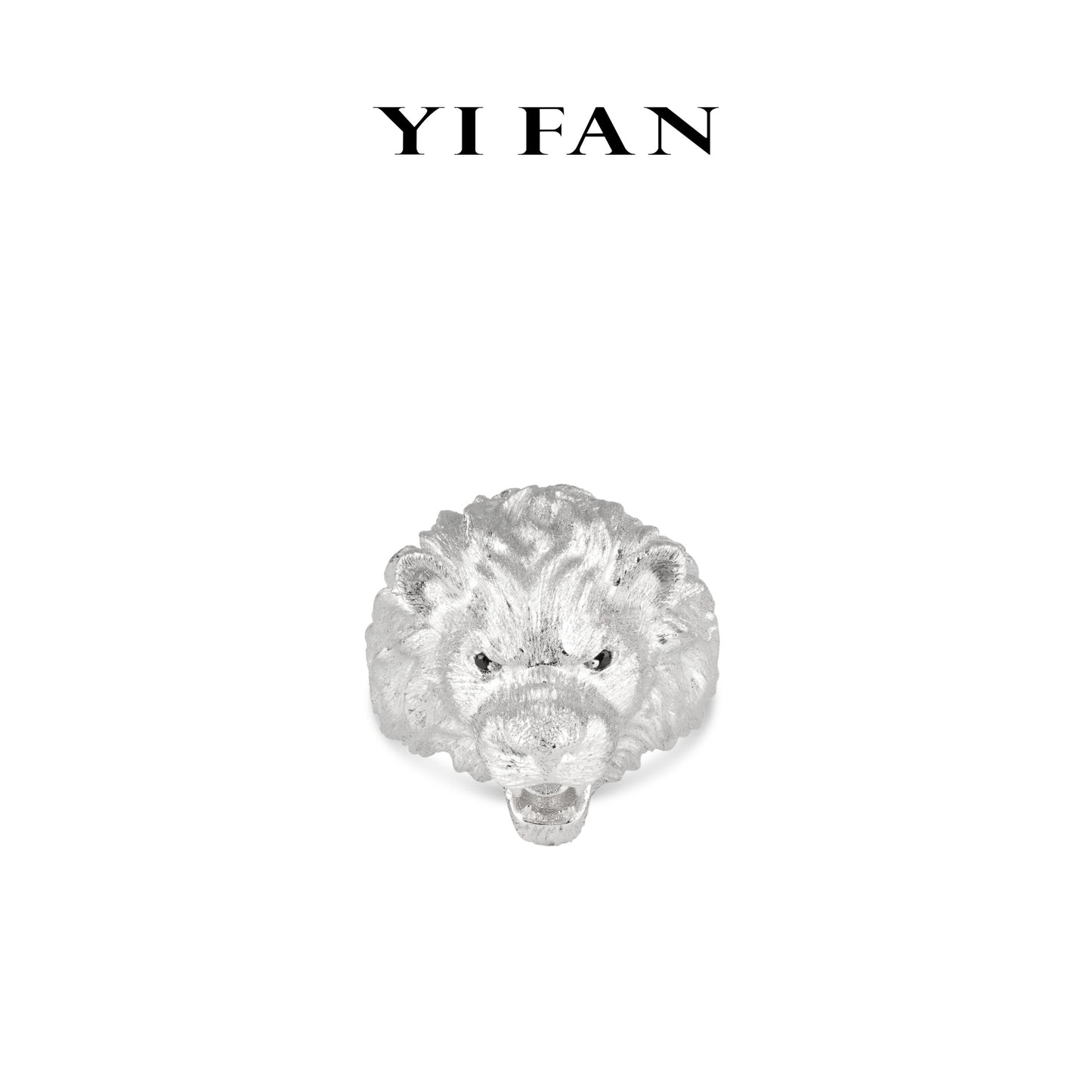 Animal collection: Modern 3D "Brushed White Domineering Lion" detailed Ring (Unisex)