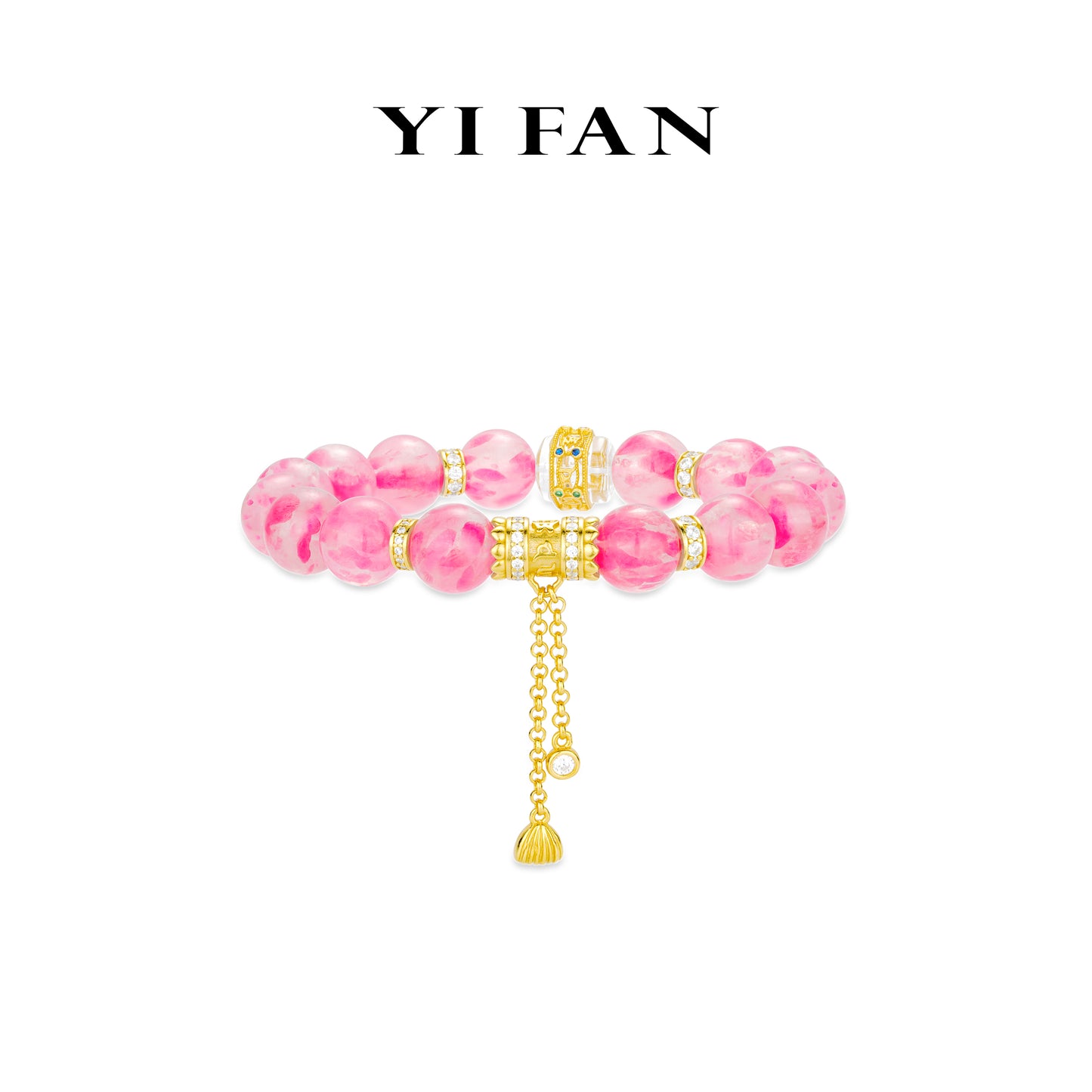 High Jewelry collection: Luxury "Golden Sakura Blushing Reverie" unique elastic Beads Bracelet