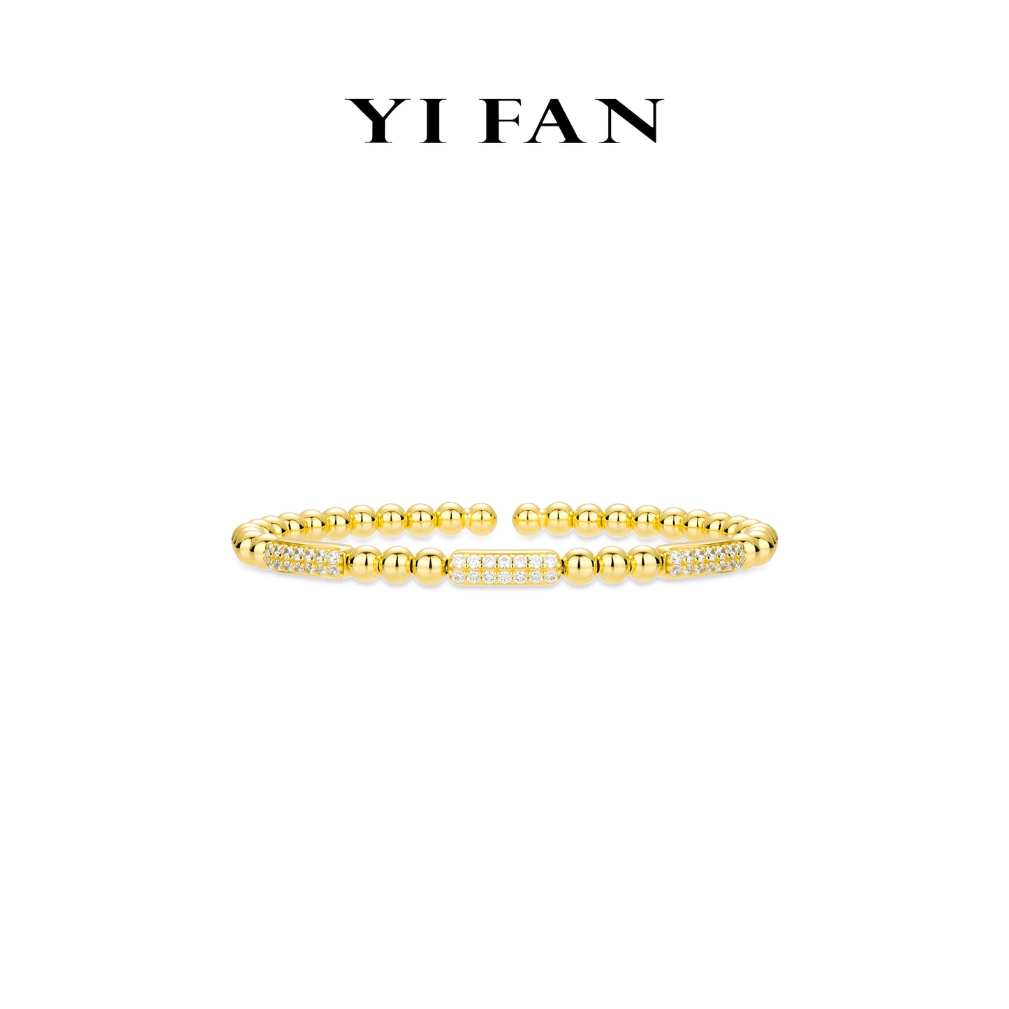Golden time collection: Modern "Streamlined golden beads" detailed Spring Bracelet/Bangle