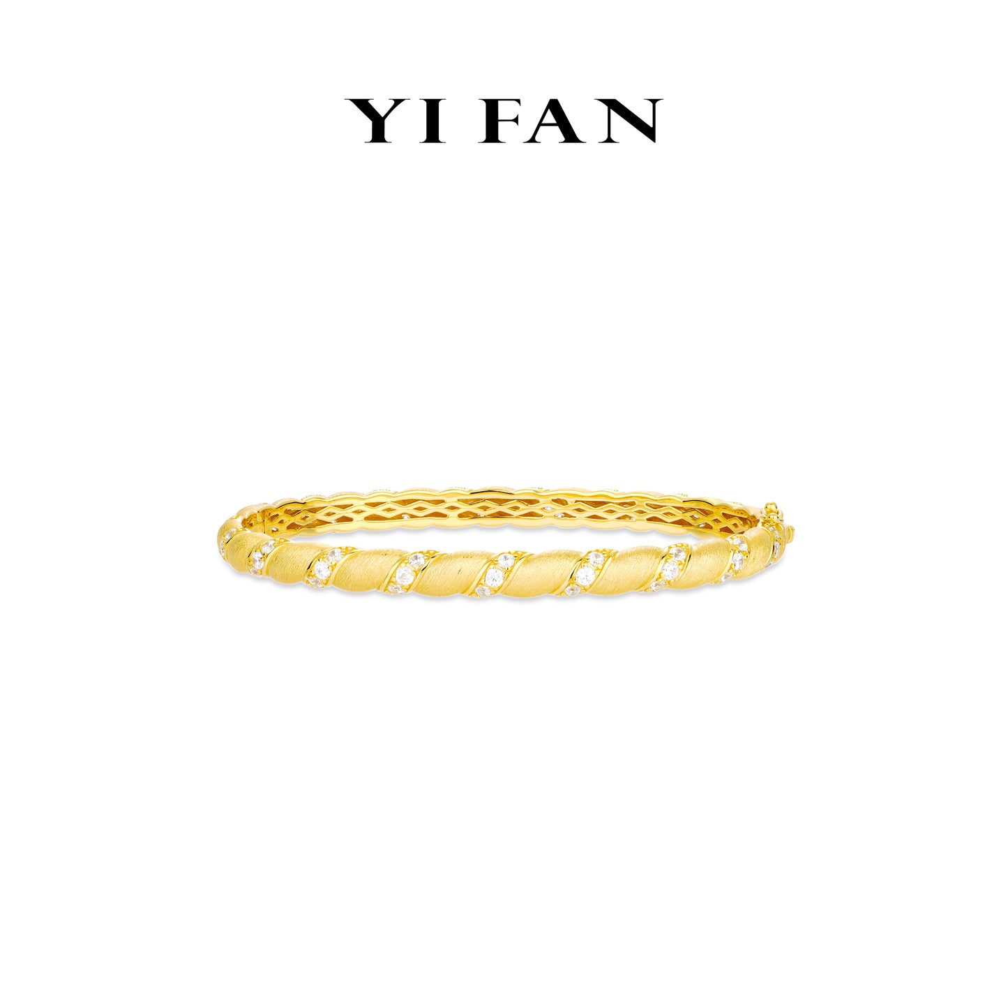 Golden time collection: Modern “Dazzling Brushed Twist” detailed eternity Bracelet/Bangle