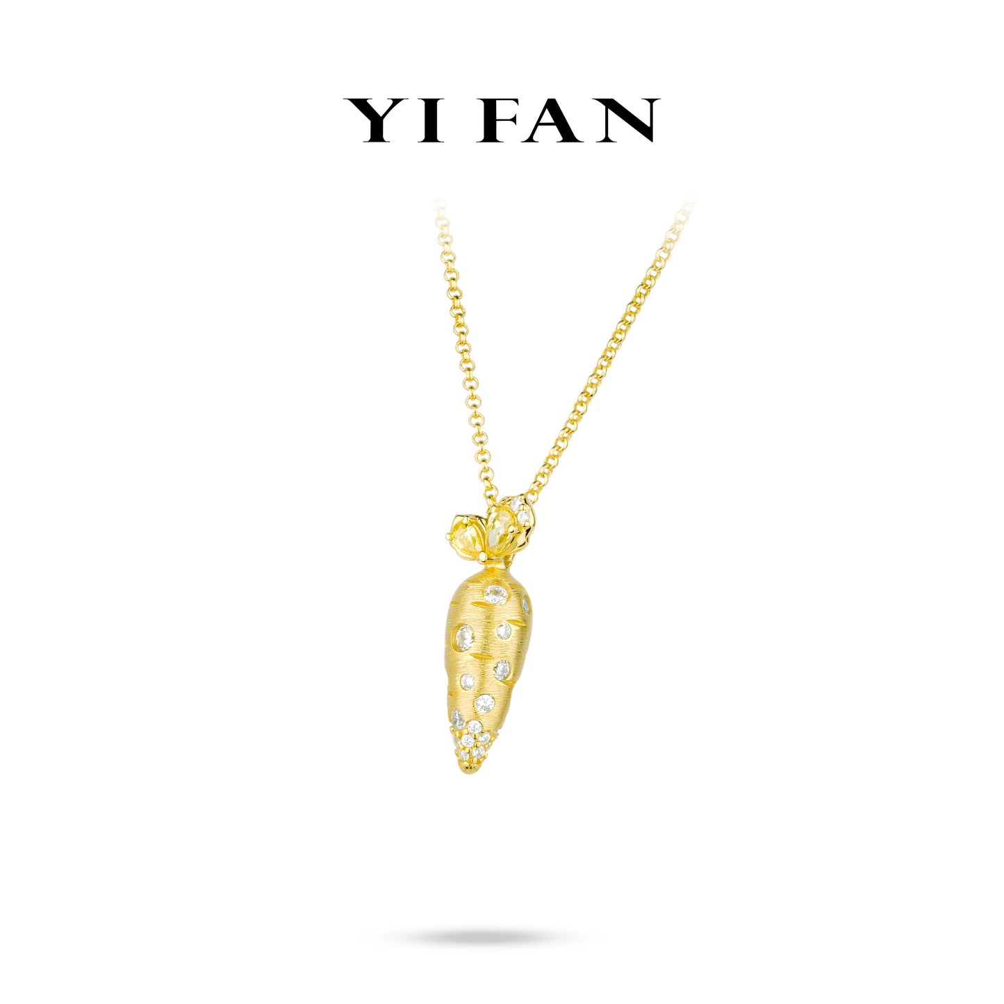 Golden time collection: Modern Hand-carved "3D Brushed Golden Carrot" unique Pendant/Necklace