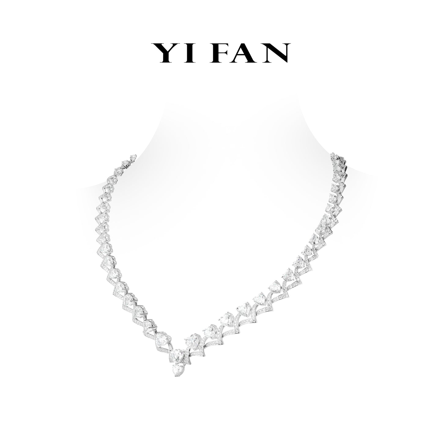 High Jewelry collection: Luxury “Hollow out V-shaped Lace Hearts” detailed Necklace for Wedding/Banquet