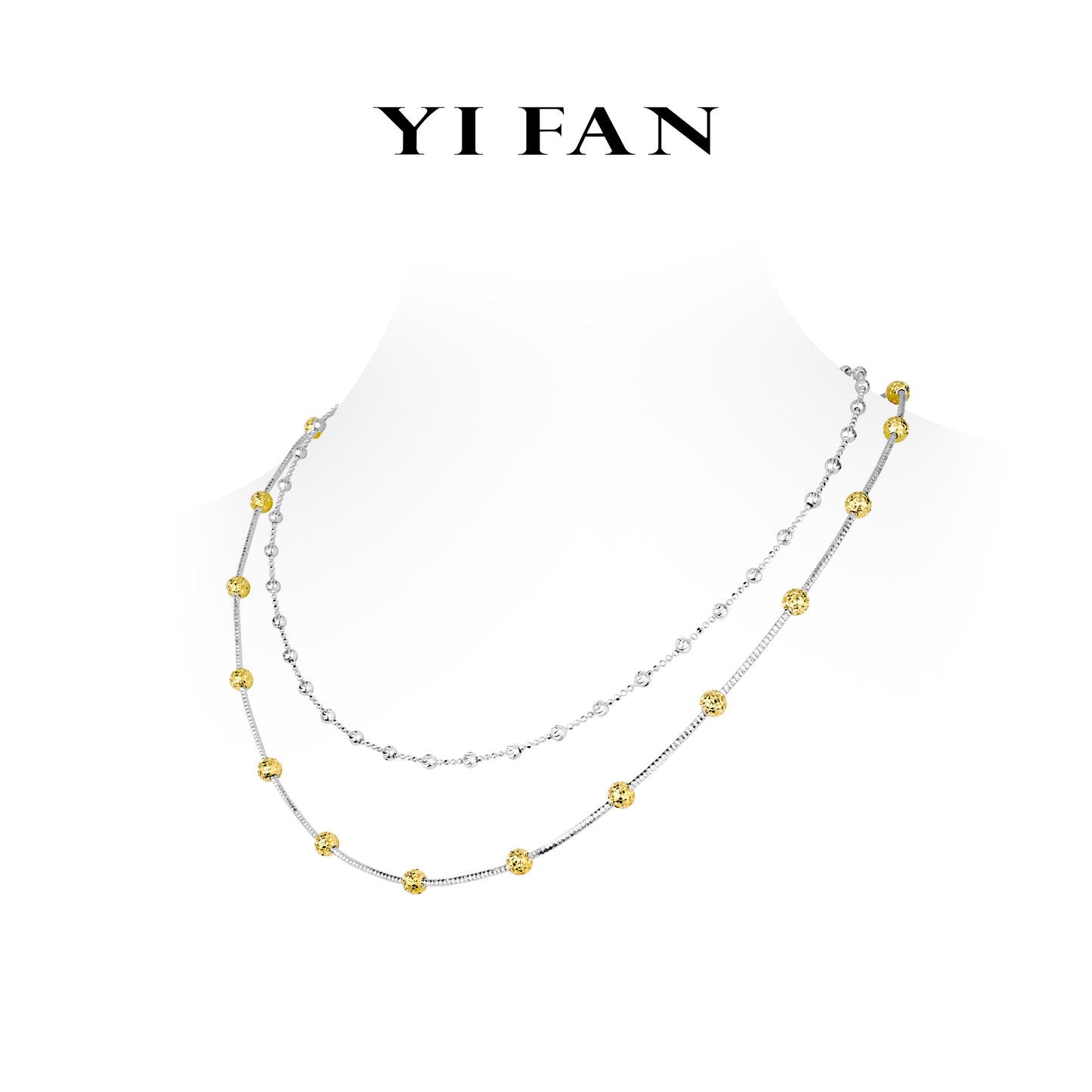 Minimalist collection: Modern "Golden and Silver engraved CNC Beads" Double layered Necklace