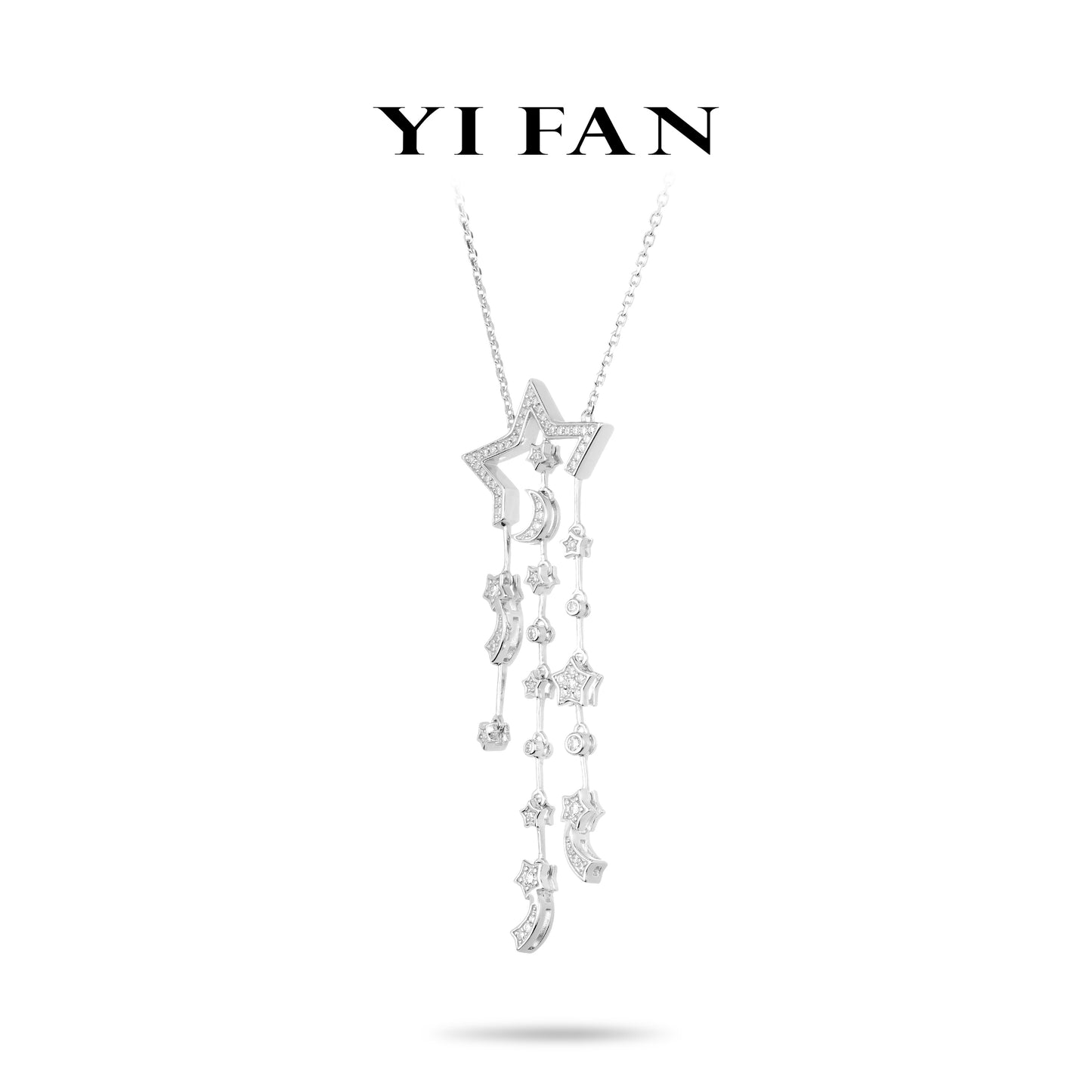 Minimalist collection: Modern "Silver Moon and Stars " exquisite Tassel Necklace