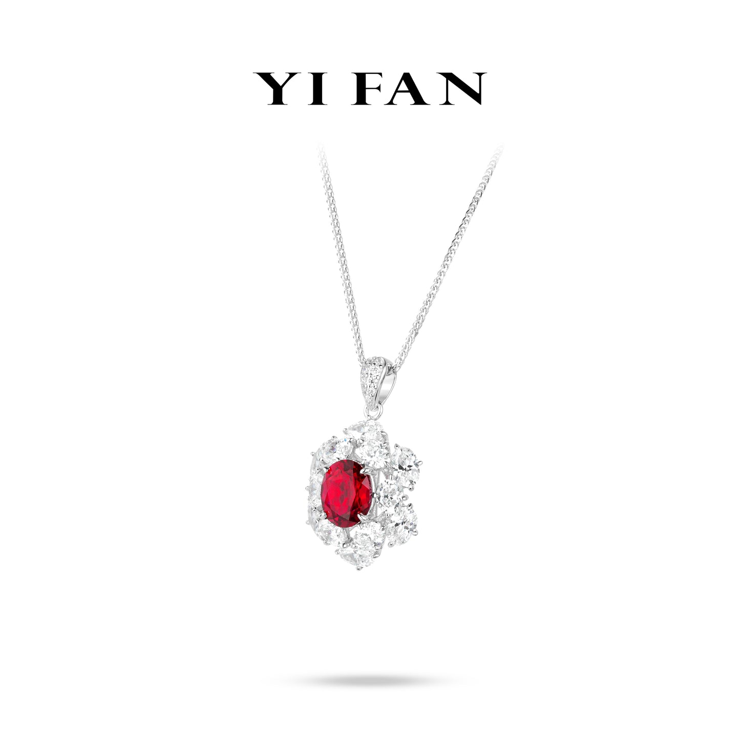 Ruby Color collection: Modern "Ancora Red Pigeon-Egg" detailed Pendant/Necklace