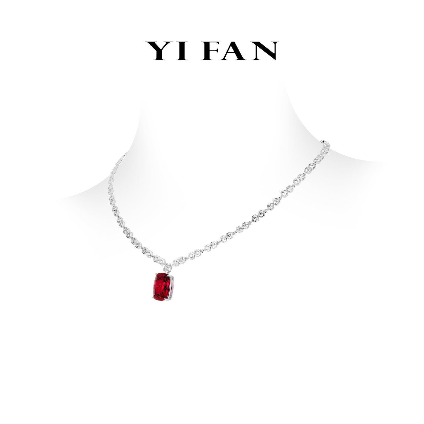 Ruby Color collection: Luxury "Eternal Flame Honeycomb Chain" detailed Necklace (with extension)