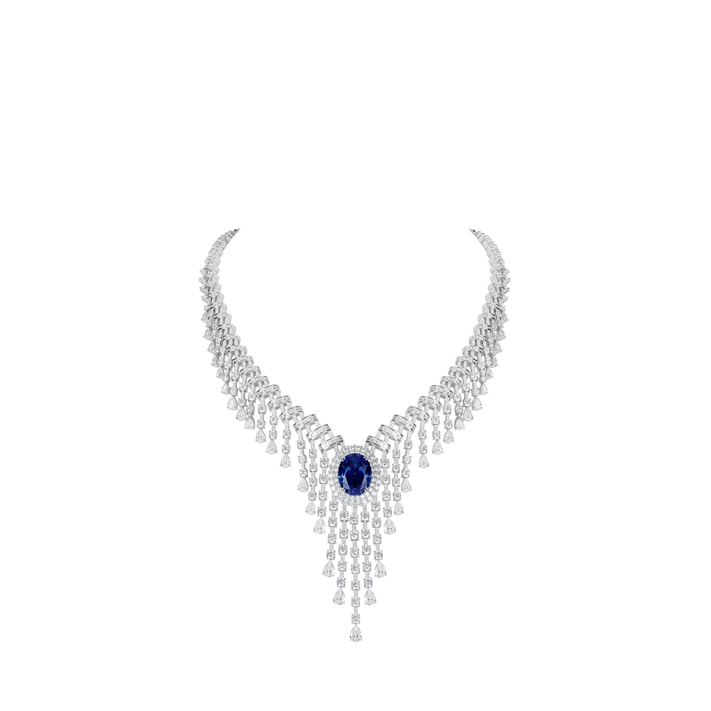 High jewelry collection: Luxury "Blue Pigeon Egg" Tassel Necklace for Banquet