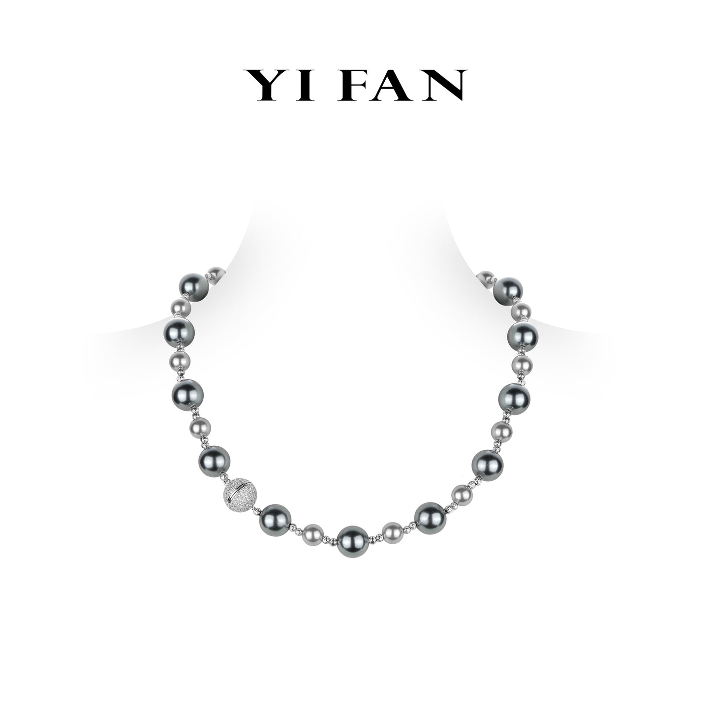 High Jewelry collection: Modern "Shades of Grey Night Pearls" exquisite Necklace with unique Clasp