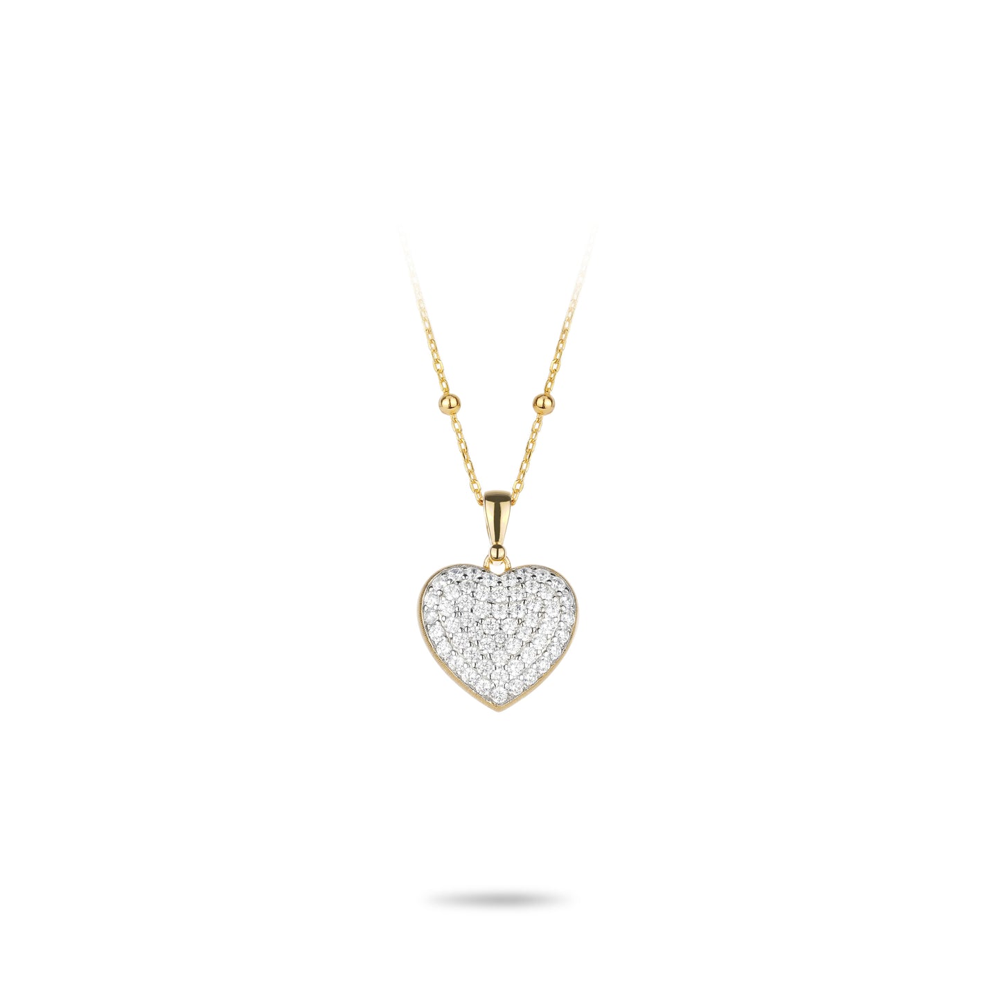 Golden time collection: Modern "Brushed Dazzling Heart" detailed Pendant Necklace (2 side to wear)