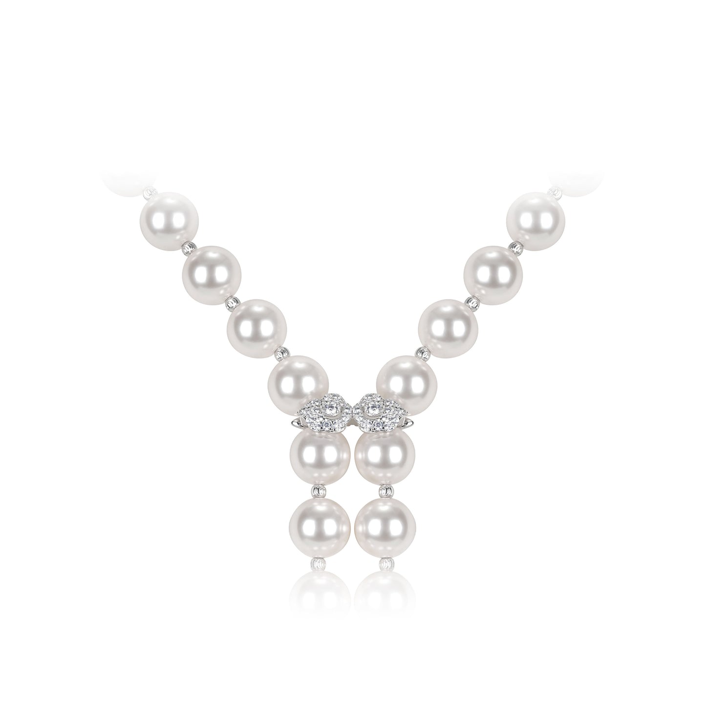 High Jewelry collection:the White Pearl Fringe Y-Necklace with Auspicious Cloud Elements (95CM)