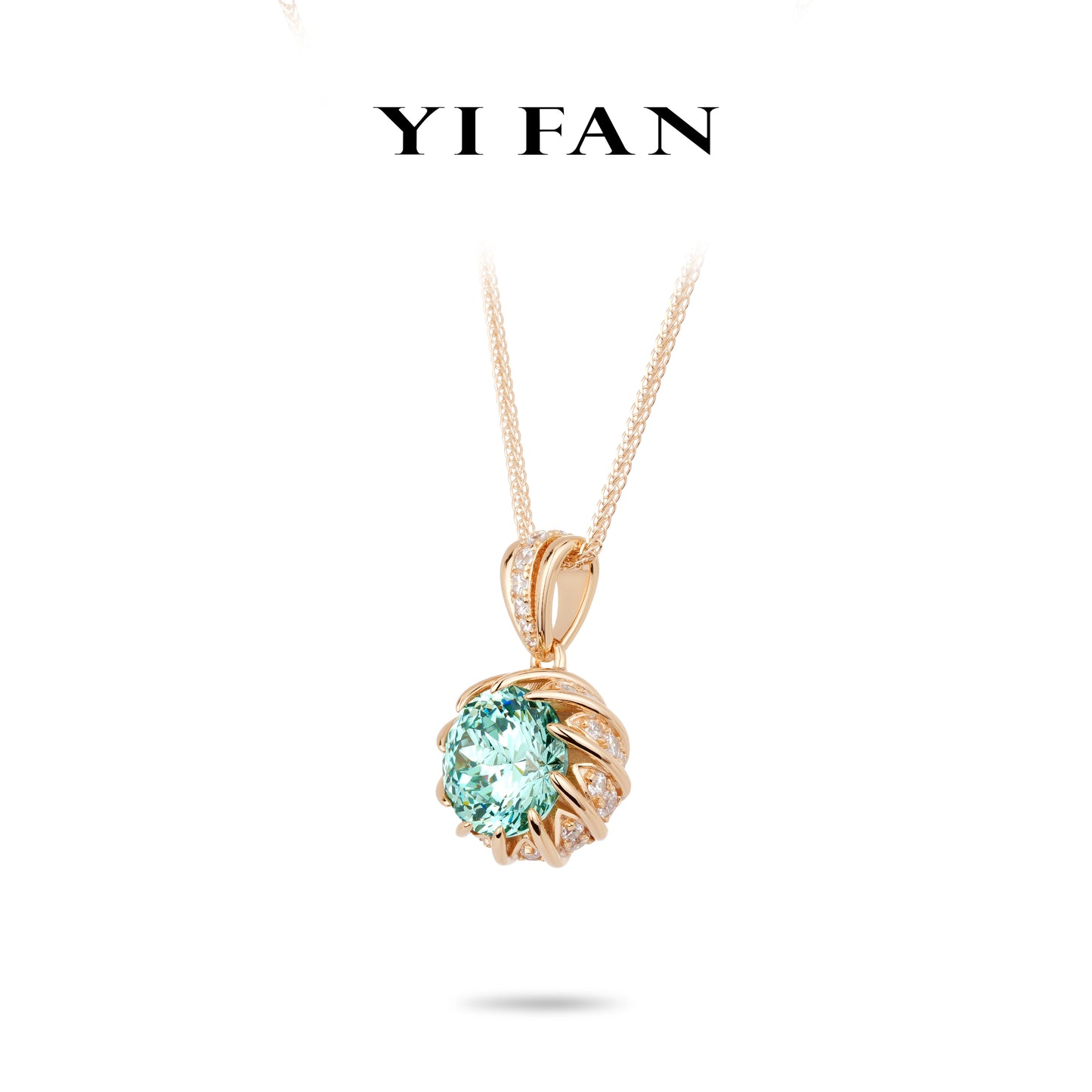 Paraíba Color collection: Luxury "Mint-Blue Rose Lotus" detailed Pendant/Necklace