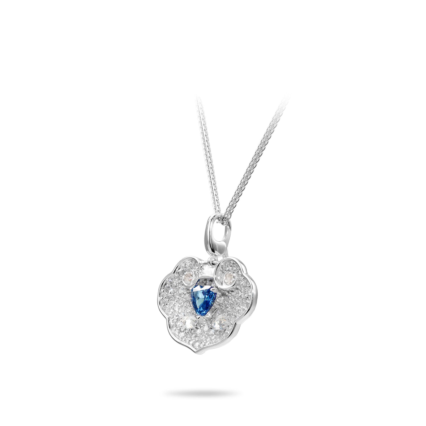 Promotion :Blue heart Auspicious Cloud “Ruyi” Necklace