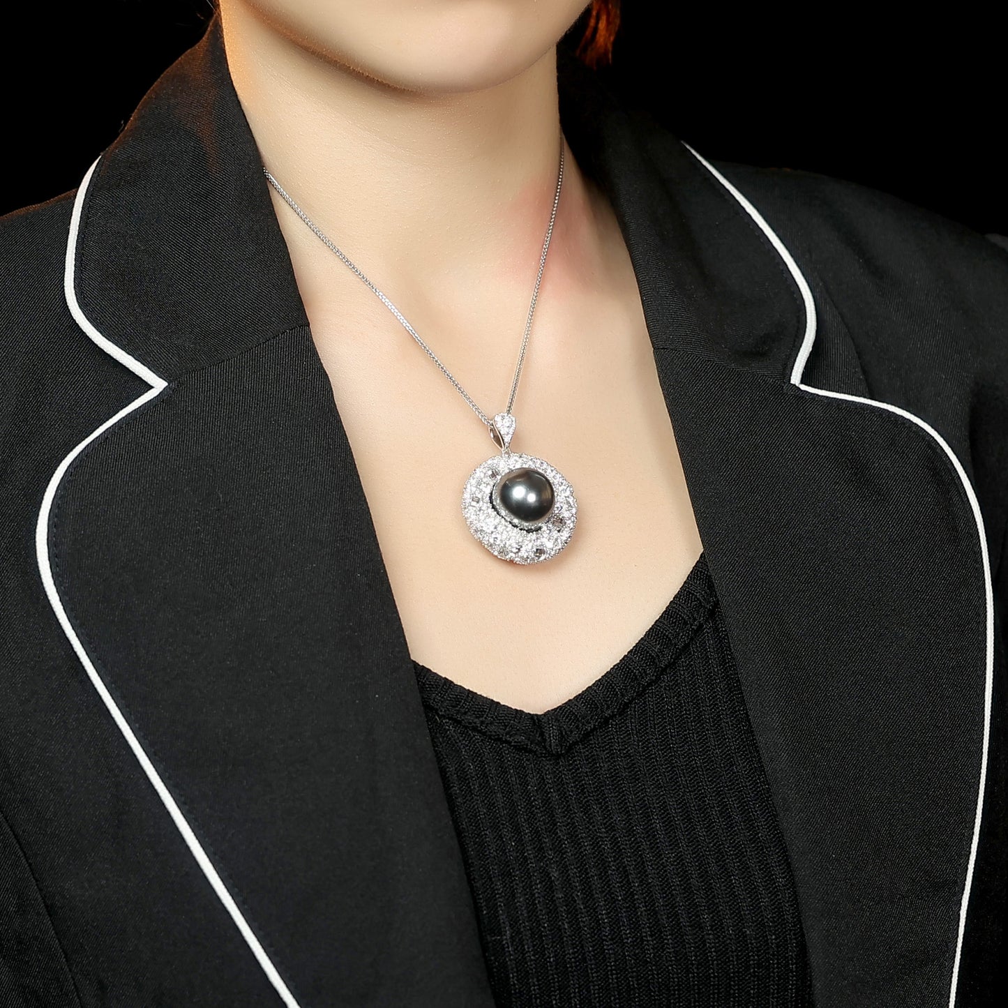 Micro-setting Tortoise shell Mosaic craft Grey shell pearl Lab created stones The bird's nest pendant, sterling silver
