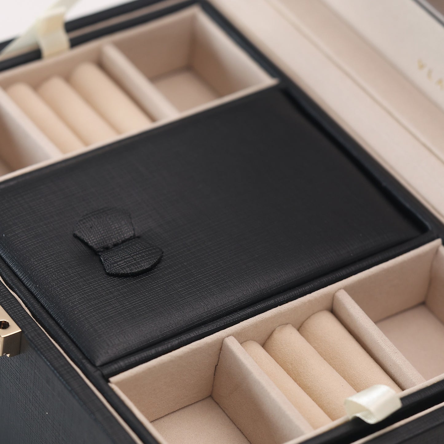 Black Jewelry box 2 layers with mirror