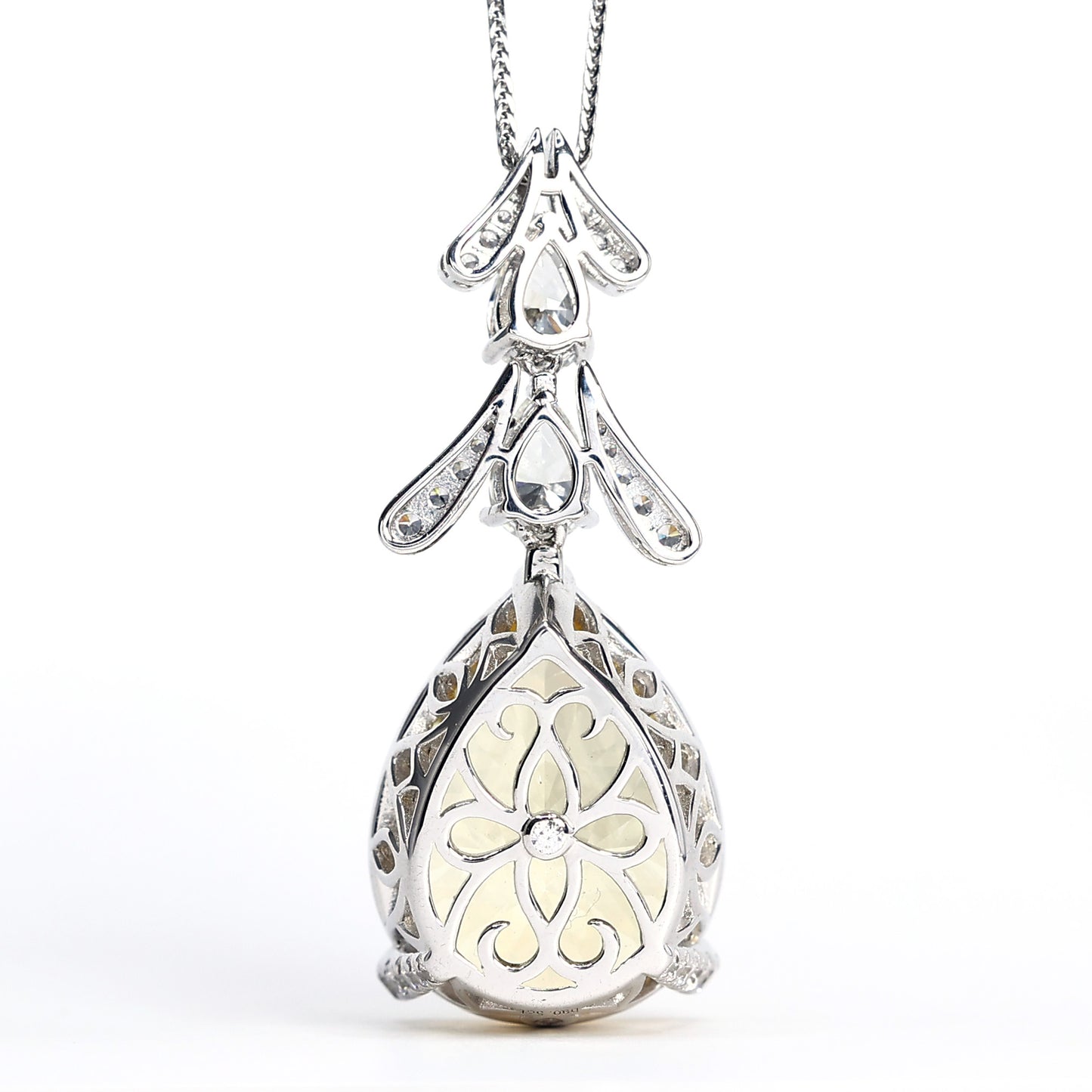 Micro-setting Yellow diamond color water-drop fancy necklace, sterling silver.(90.5 carat)