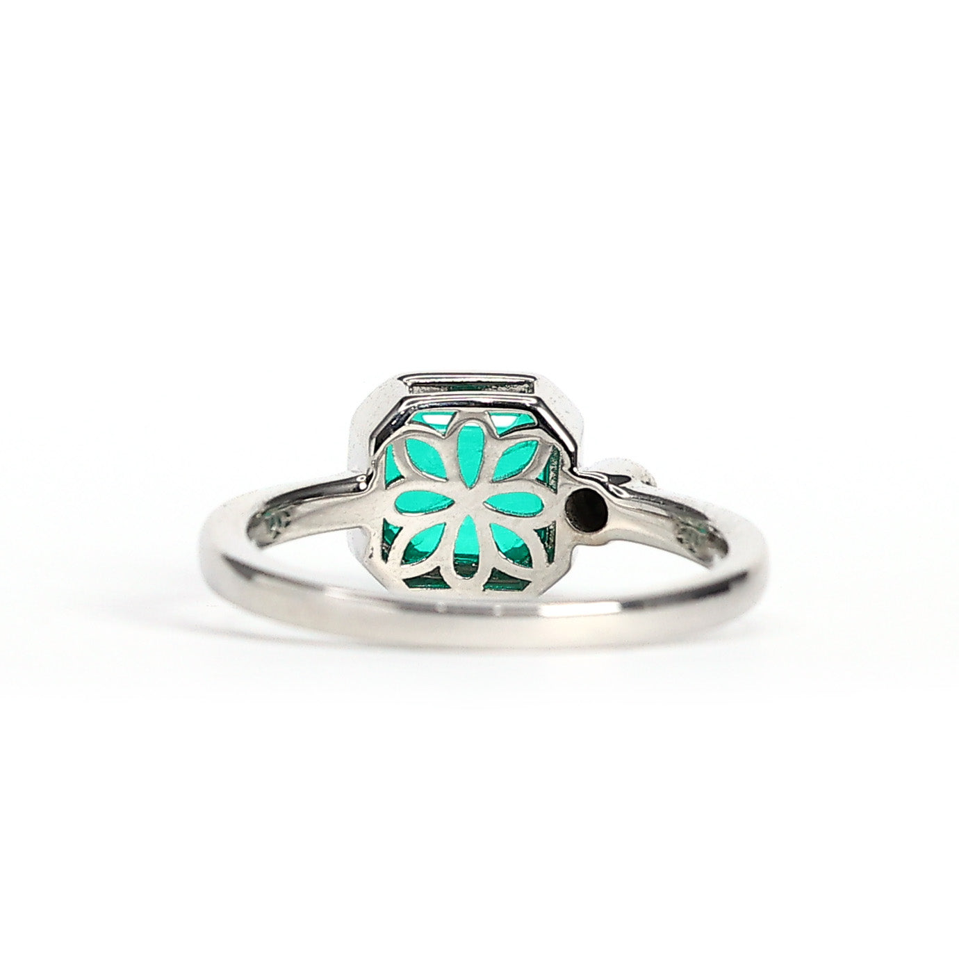 Special offer Micro-setting emerald color Lab created stones square ring, sterling silver
