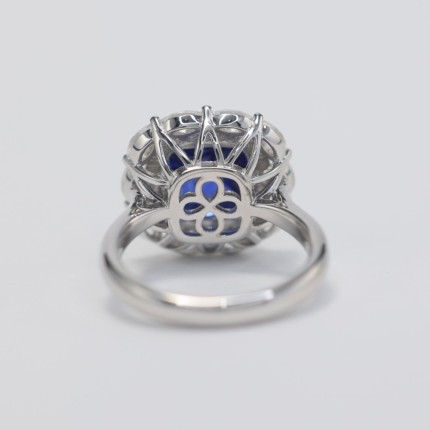 Micro-setting sapphire color Lab created stones sugar tower horse eye ring, sterling silver
