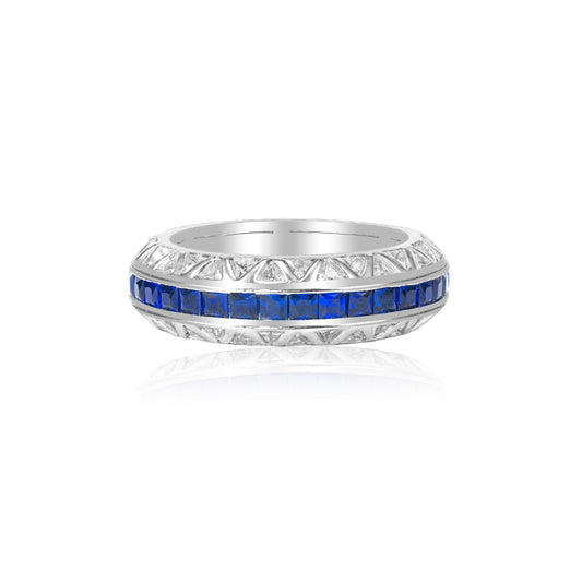 Promotion design Micro-setting tanzanite color eternity band ring, sterling silver.