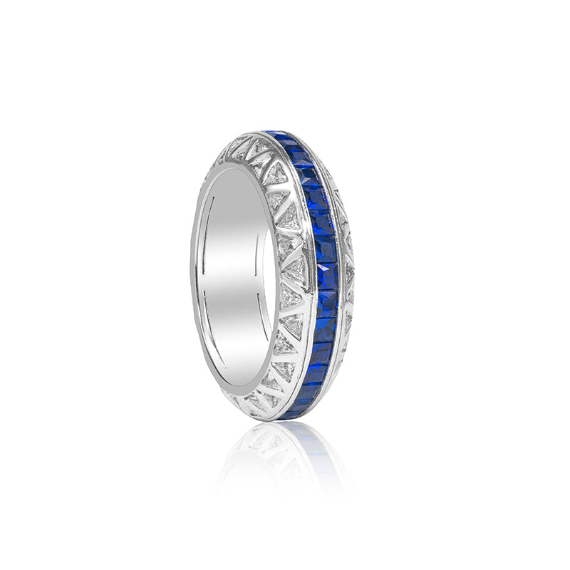 Promotion design Micro-setting tanzanite color eternity band ring, sterling silver.