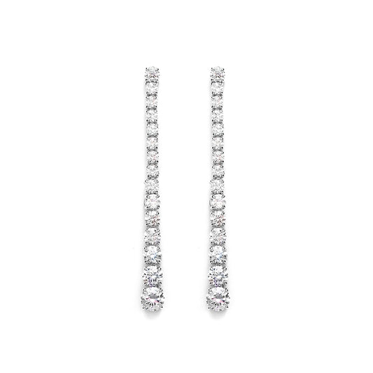 Wedding collection: Gradient Brilliant-cut eco-friendly artificial Diamonds Long tennis-chain dangling Earrings