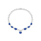 Exquisite Sapphire color lab created stones The hearts of the ocean Collar tennis necklace, sterling silver