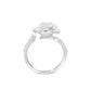 Micro-setting Clear diamond color Lab created stones Camellia ring, sterling silver