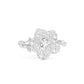 Micro-setting Clear diamond color Lab created stones Camellia ring, sterling silver