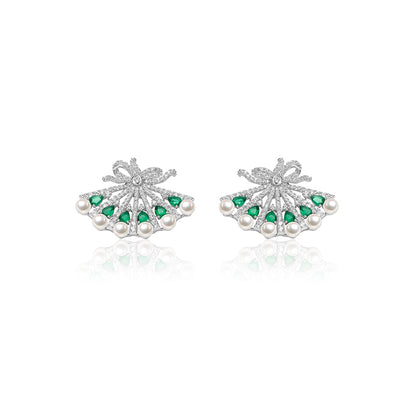 Synthetic Emerald collection: Snow flower and the secret fan earrings