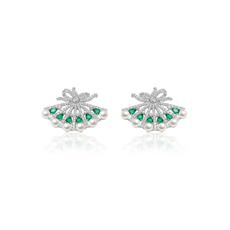 Synthetic Emerald collection: Snow flower and the secret fan earrings