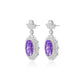 Pre-order customized oblong shape earring designs featuring a captivating combination of purple diamond color, oblong shape, and a dangle luxurious design