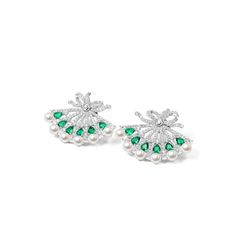 Synthetic Emerald collection: Snow flower and the secret fan earrings