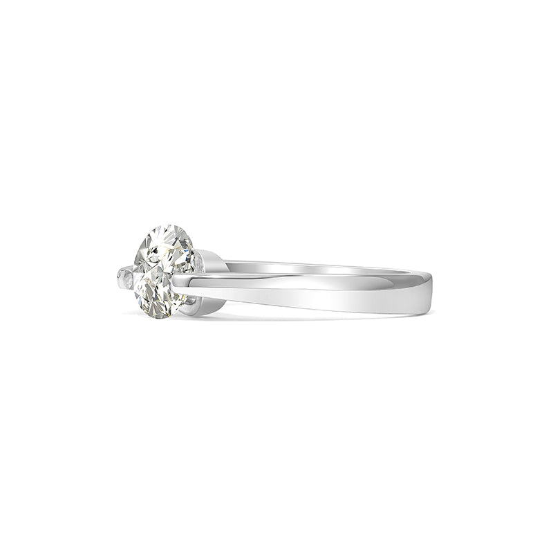 White brilliant cut clear artificial diamond flexible and minimalist 2 carat spinning ring, sterling silver.