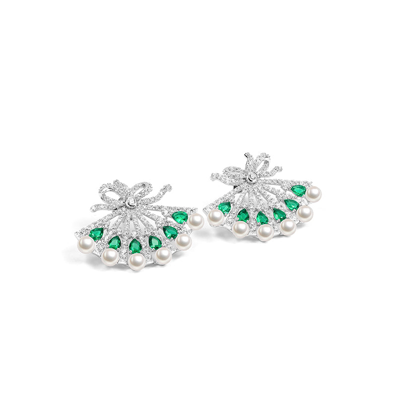 Synthetic Emerald collection: Snow flower and the secret fan earrings