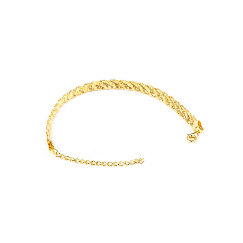 18K Yellow Gold plating wire drawing Minimalist bracelet, sterling silver