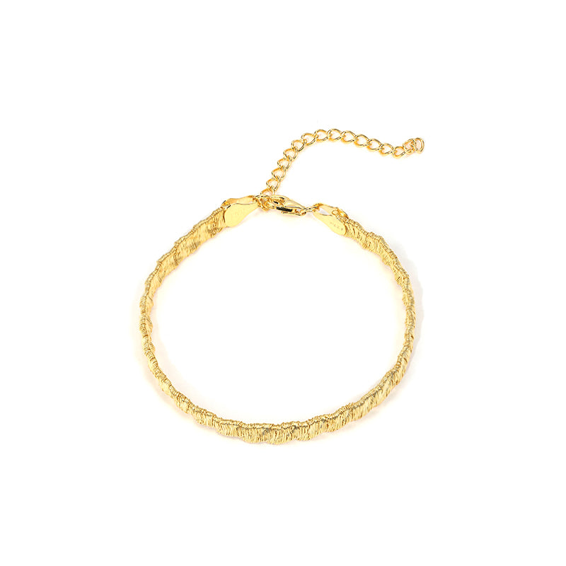 18K Yellow Gold plating wire drawing Minimalist bracelet, sterling silver