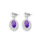 Pre-order customized oblong shape earring designs featuring a captivating combination of purple diamond color, oblong shape, and a dangle luxurious design