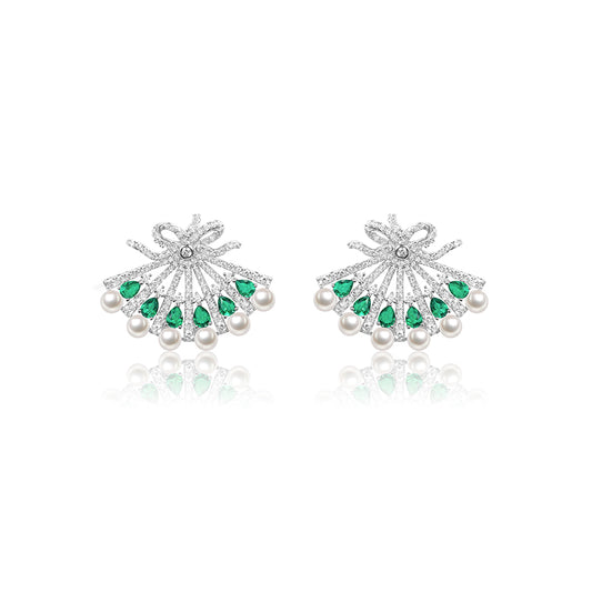 Synthetic Emerald collection: Snow flower and the secret fan earrings