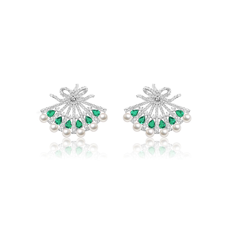 Synthetic Emerald collection: Snow flower and the secret fan earrings