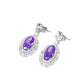 Pre-order customized oblong shape earring designs featuring a captivating combination of purple diamond color, oblong shape, and a dangle luxurious design