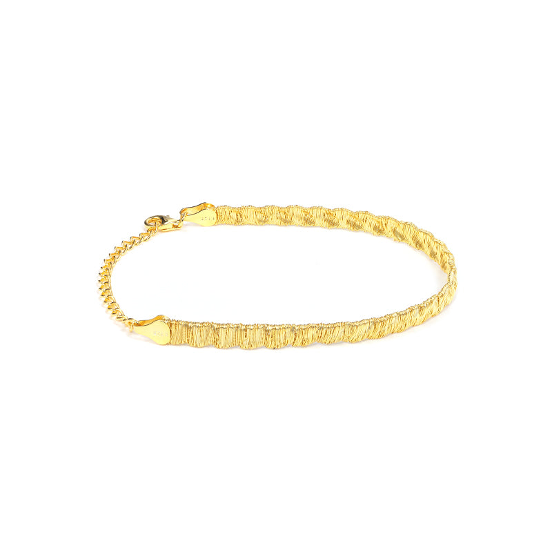 18K Yellow Gold plating wire drawing Minimalist bracelet, sterling silver