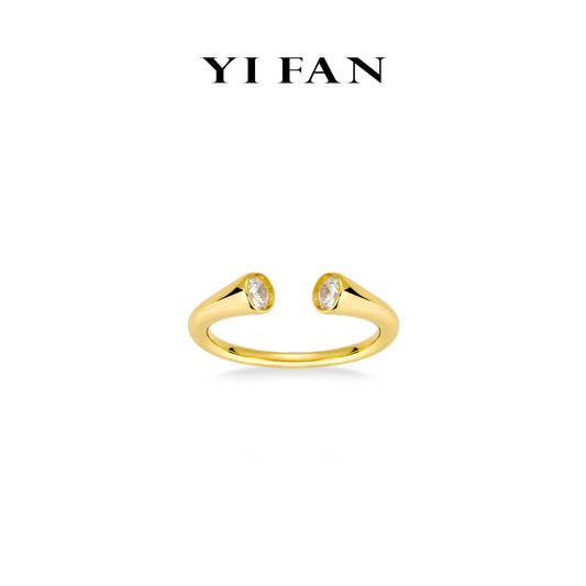 Welfare Exclusive Minimalist collection: Modern "Magic Golden Pipe" unique Open Ring