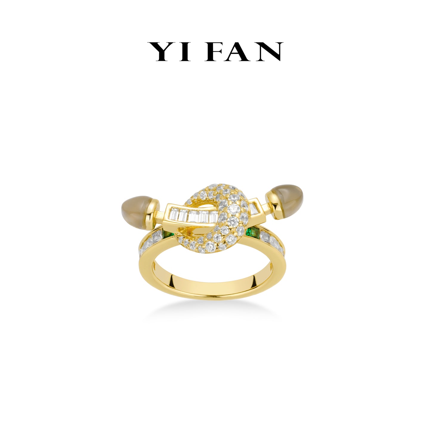Luxe Link Collection: Modern “Golden Eternal Link Sparkle” detailed Ring