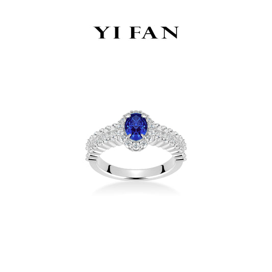 Sapphire color collection: Ethereal "Azure Dream Sparkle" exquisite Ring