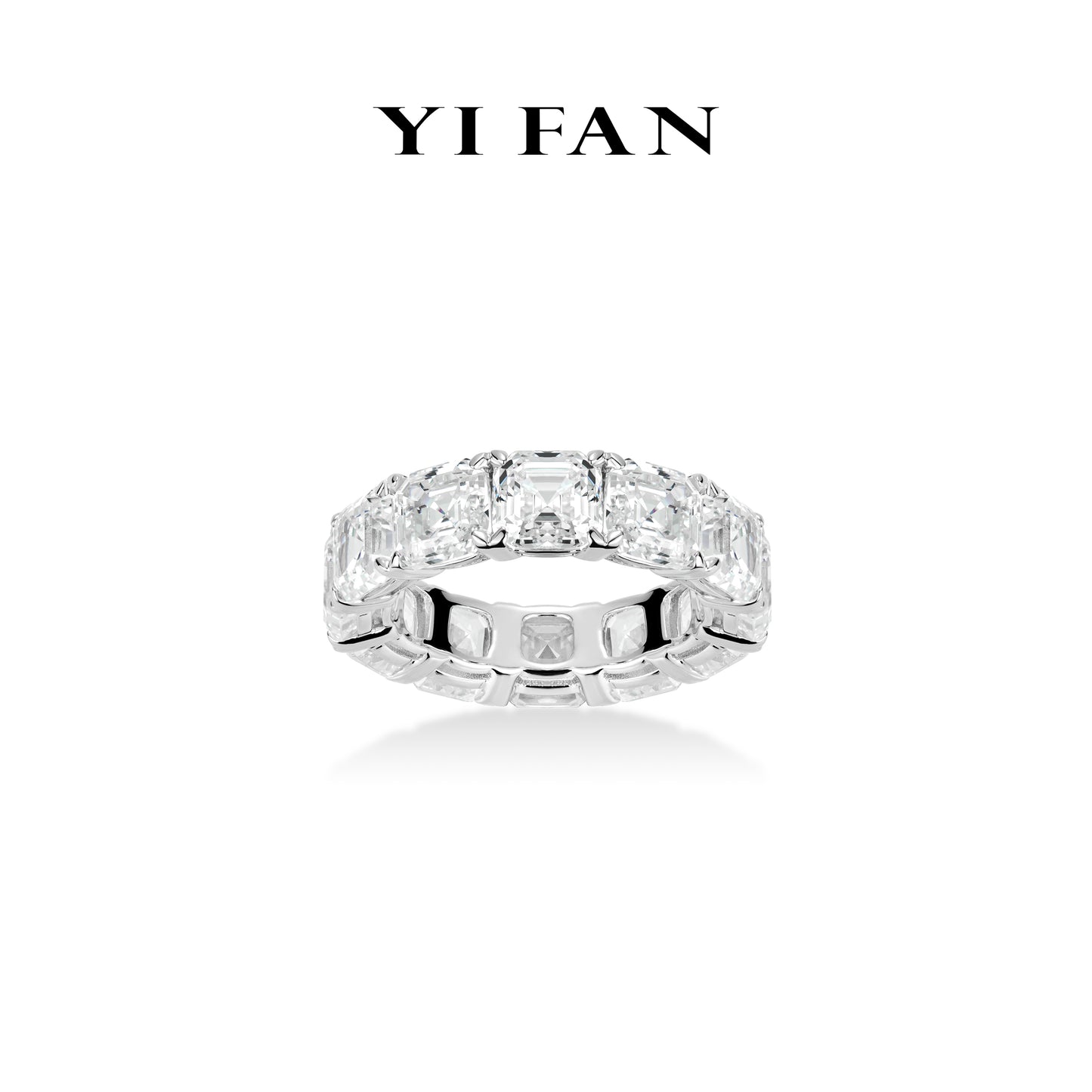 High Jewelry collection: Luxury "Brilliant Asscher-cut" detailed Engagement/Wedding Ring Band