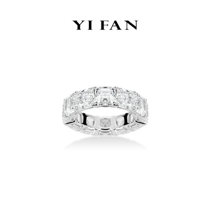 High Jewelry collection: Luxury "Brilliant Asscher-cut" detailed Engagement/Wedding Ring Band