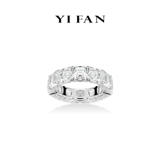 High Jewelry collection: Luxury "Brilliant Asscher-cut" detailed Engagement/Wedding Ring Band