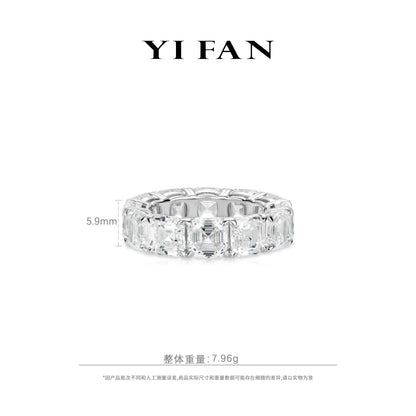 High Jewelry collection: Luxury "Brilliant Asscher-cut" detailed Engagement/Wedding Ring Band