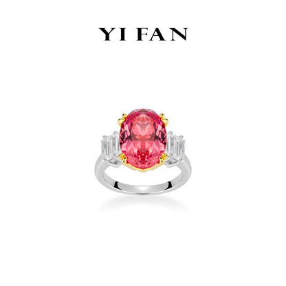 Lab Grown Padparadscha collection: Luxury "Blazing Peachy-Pink Reverie Prestige" exquisite Ring