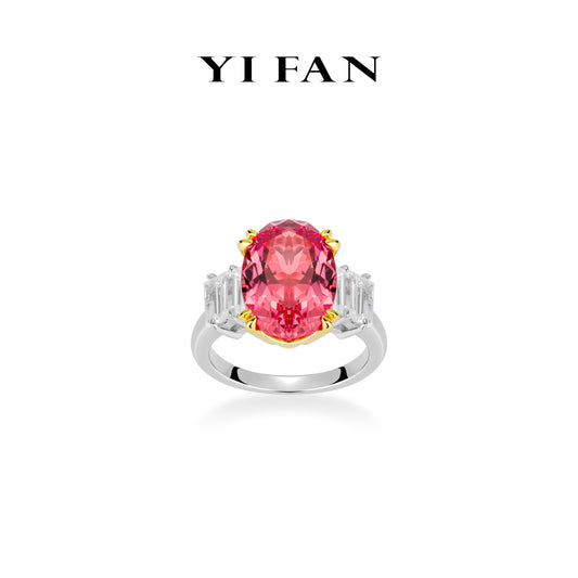 Lab Grown Padparadscha collection: Luxury "Blazing Peachy-Pink Reverie Prestige" exquisite Ring